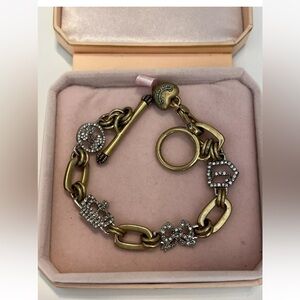 Juicy Couture Vintage 2000’s Retired Princess Heart Charm Rhinestone Bracelet